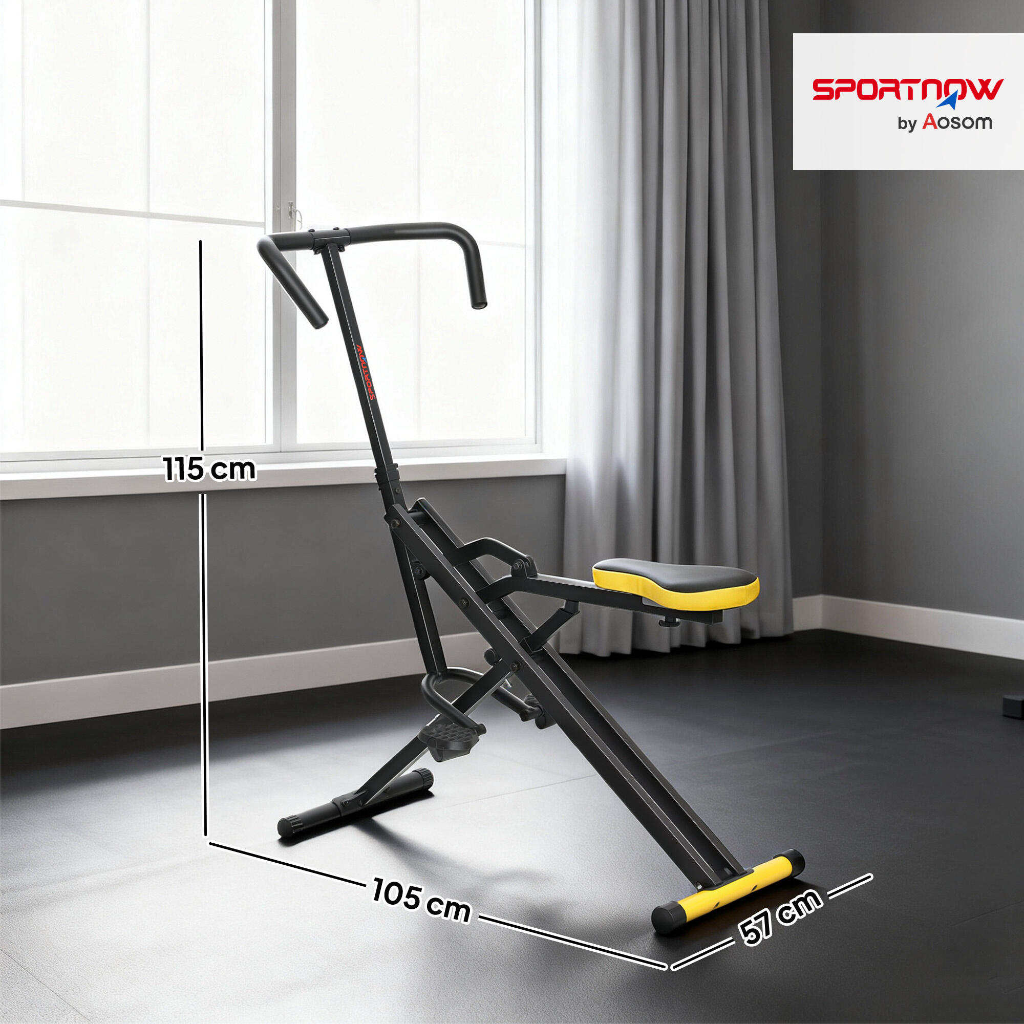 SPORTNOW Macchina Total Crunch Pieghevole in PP e Acciaio 57x105x115 cm Giallo 3/7