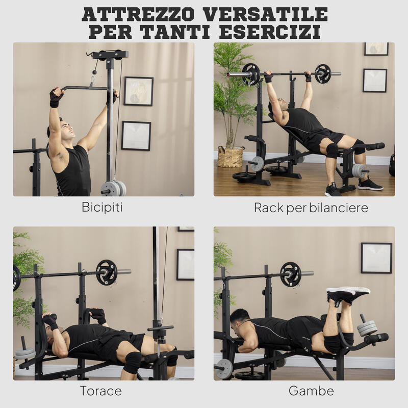 Bancă de fitness HOMCOM, suport pentru genuflexiuni, 180x134x200 cm