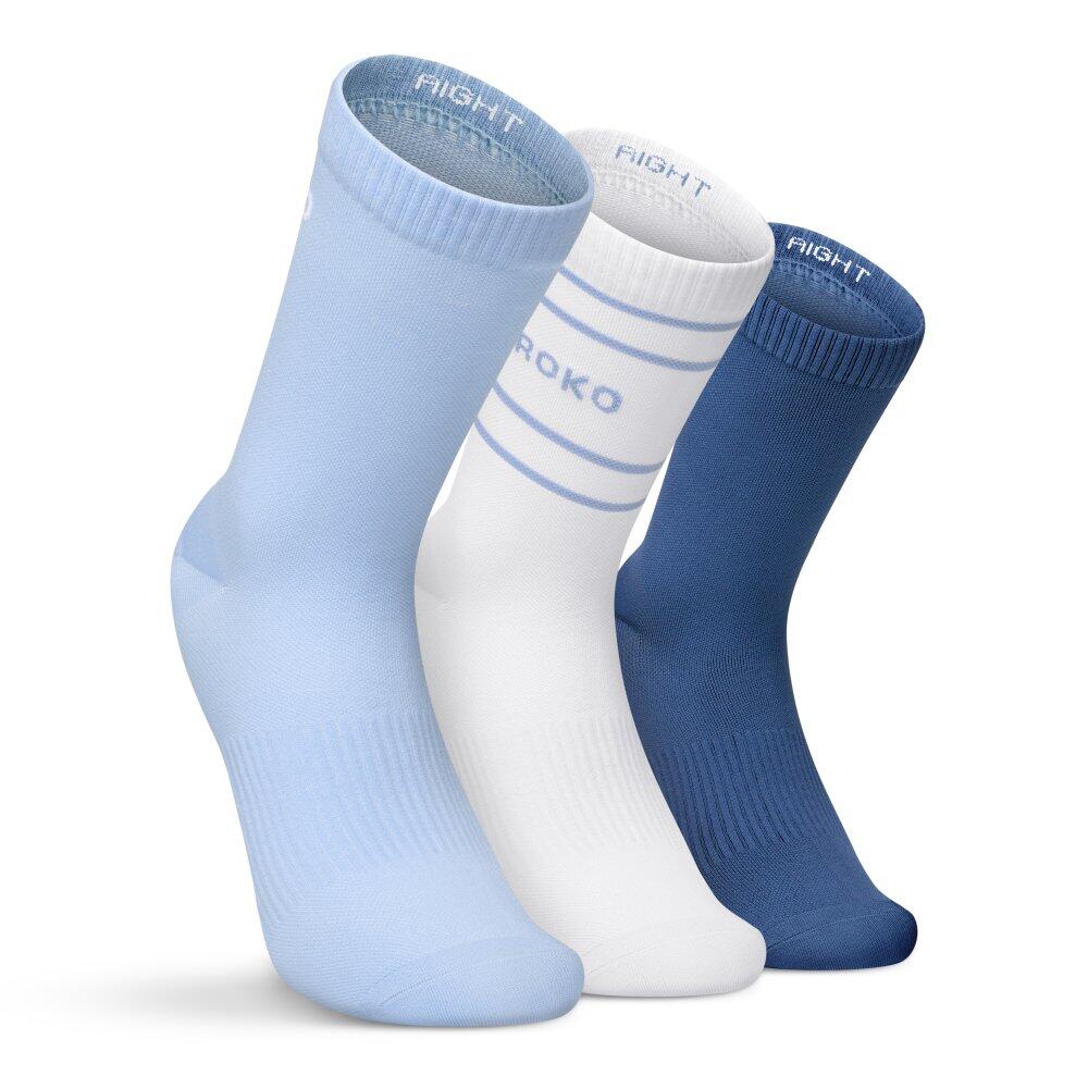Men & Women Tennis crew socks 3-pack 3Motion Blues Blue