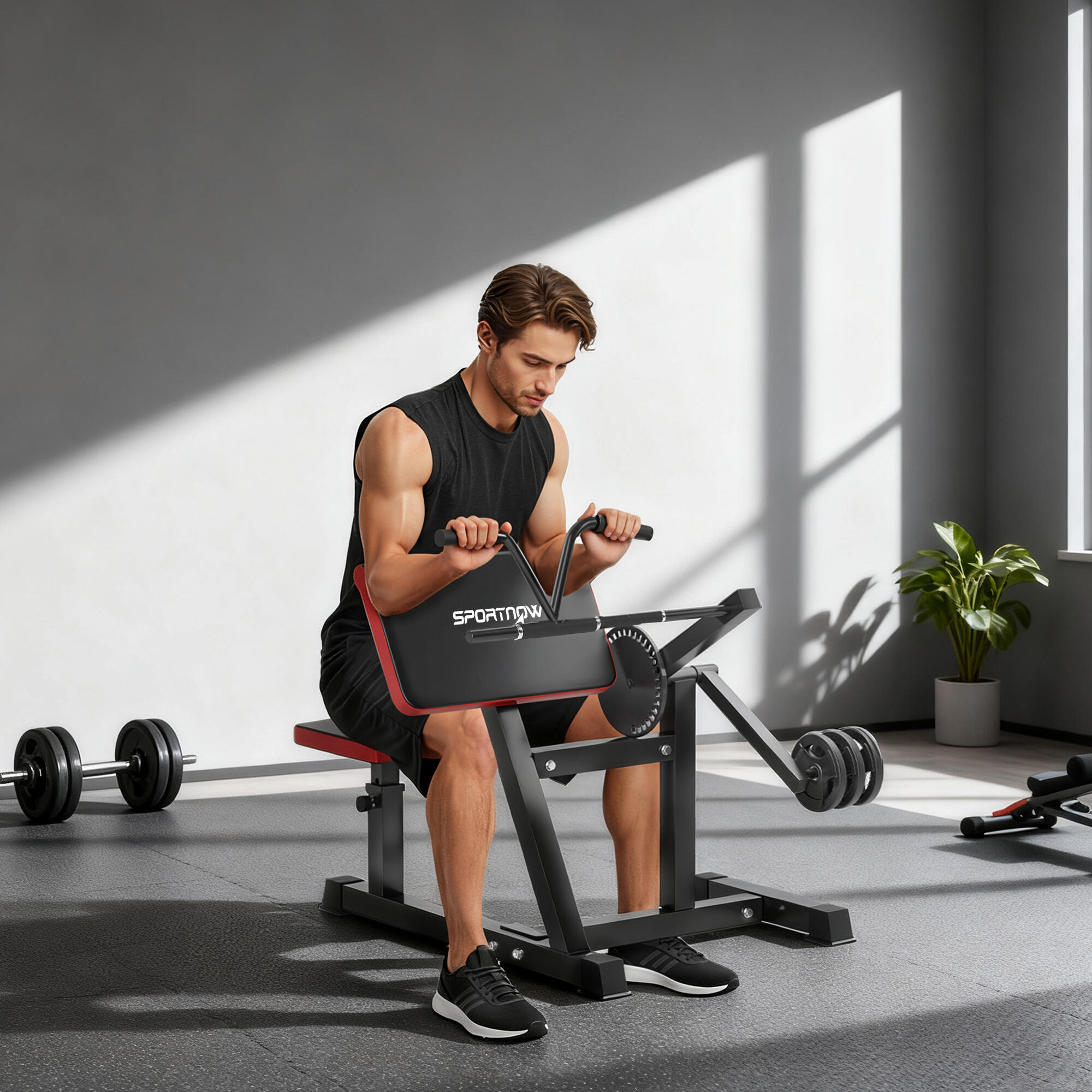 SPORTNOW Panca Curl Bicipiti con Seduta e Gomiti Regolabili e Supporto per Pesi 2/8