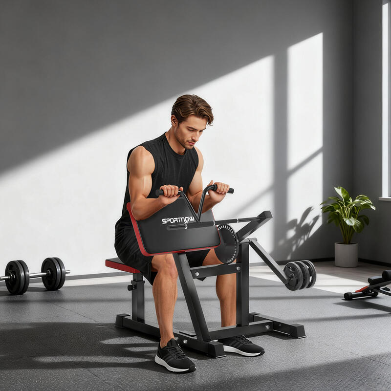 Bancă pentruù biceps SPORTNOW, șezut reglabil, suport pentru greutăți