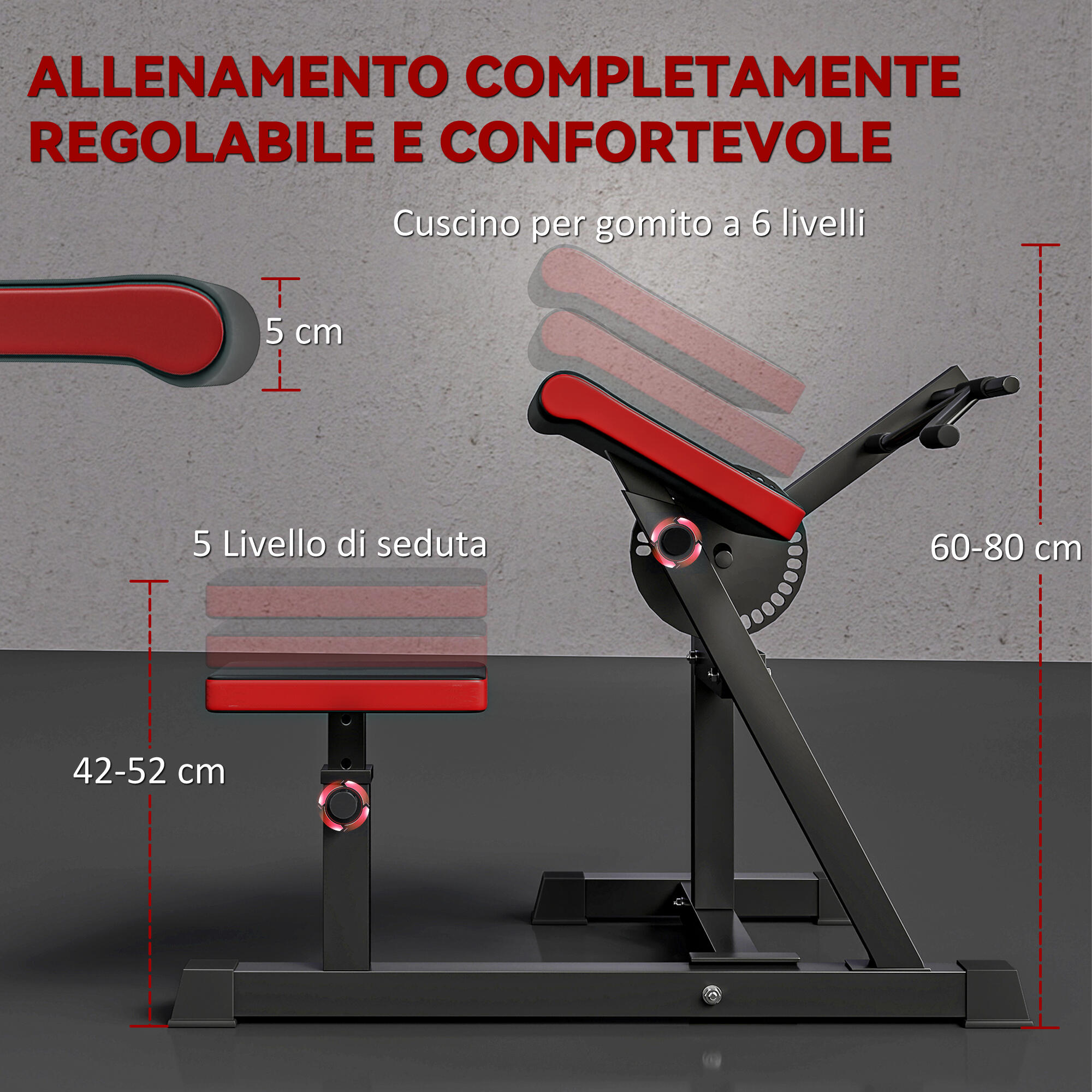 SPORTNOW Panca Curl Bicipiti con Seduta e Gomiti Regolabili e Supporto per Pesi 5/8