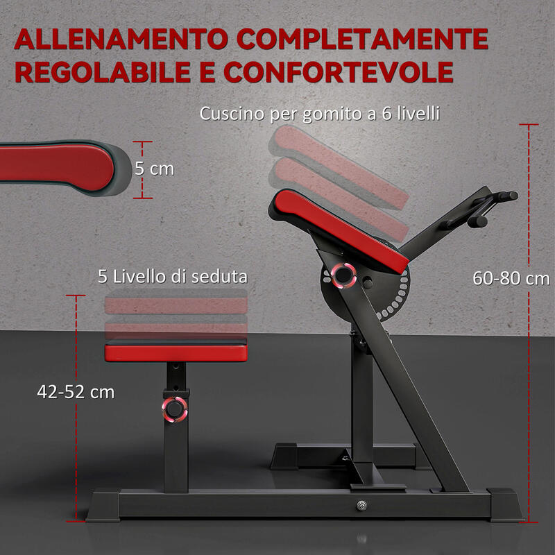 Bancă pentruù biceps SPORTNOW, șezut reglabil, suport pentru greutăți