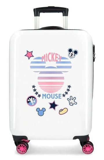 Valise cabine Disney Mickey denim Abs avec une capacité de 34L blanc