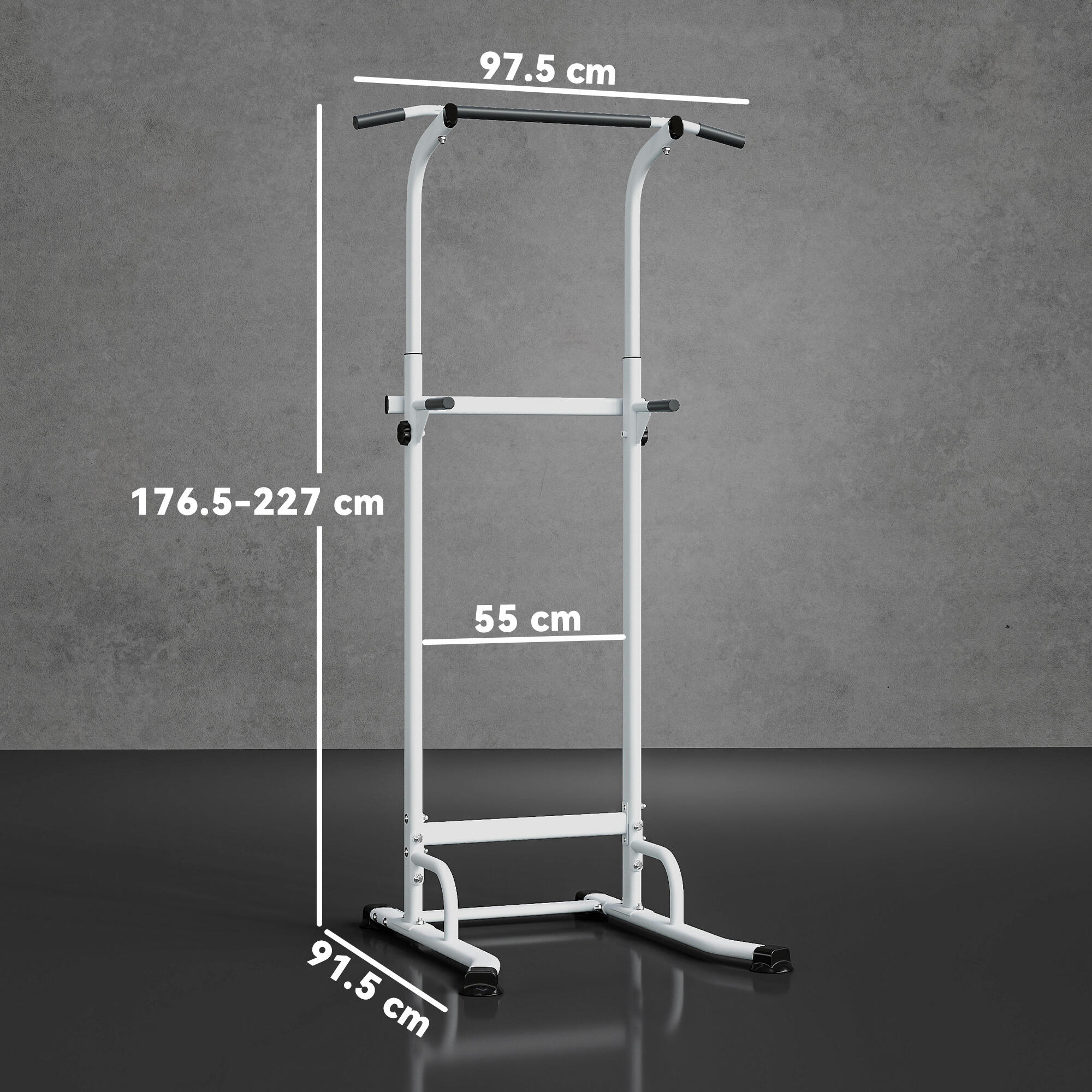 SPORTNOW Power Tower Multifunzione per Dip e Trazioni Altezza Regolabile 3/8