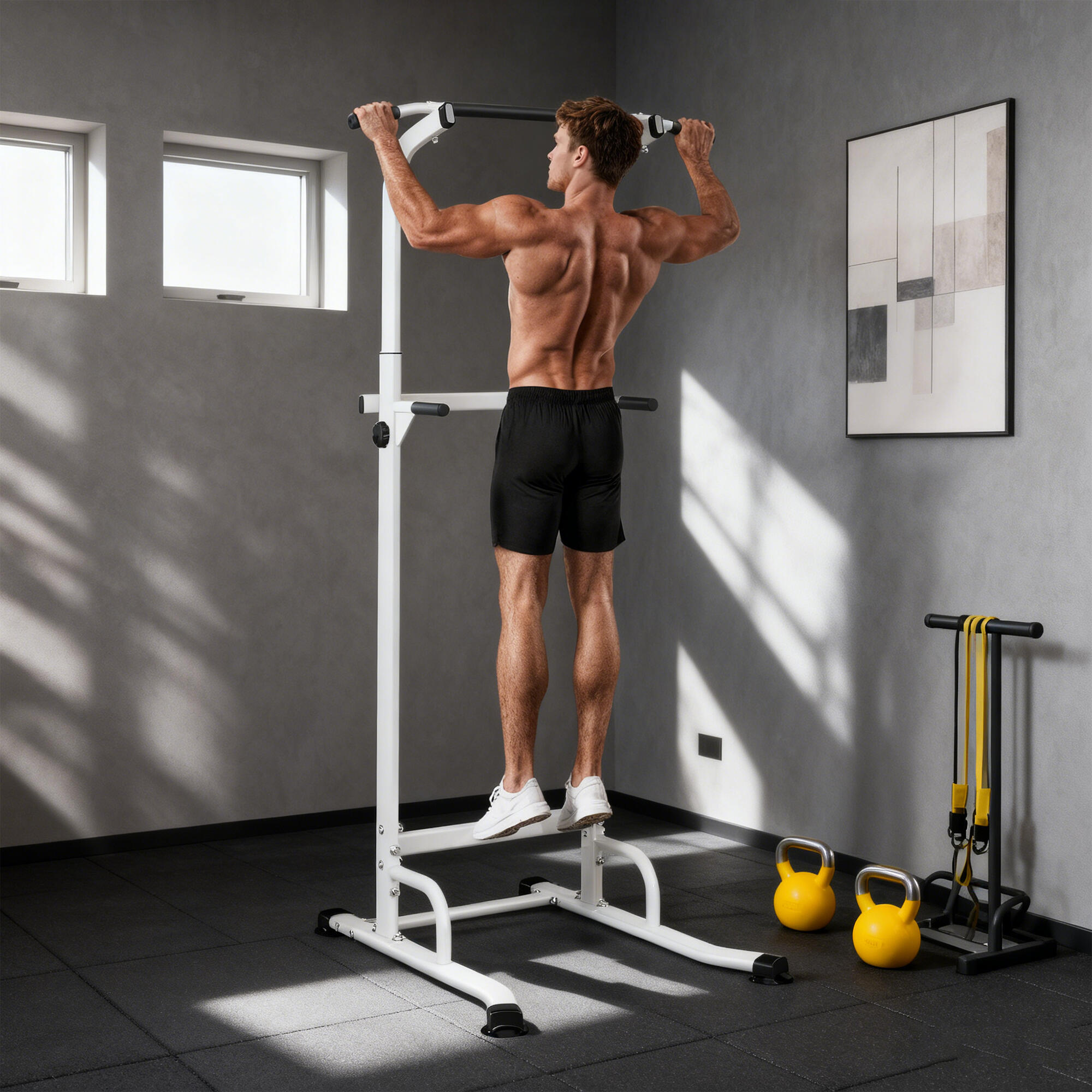 SPORTNOW Power Tower Multifunzione per Dip e Trazioni Altezza Regolabile 2/8