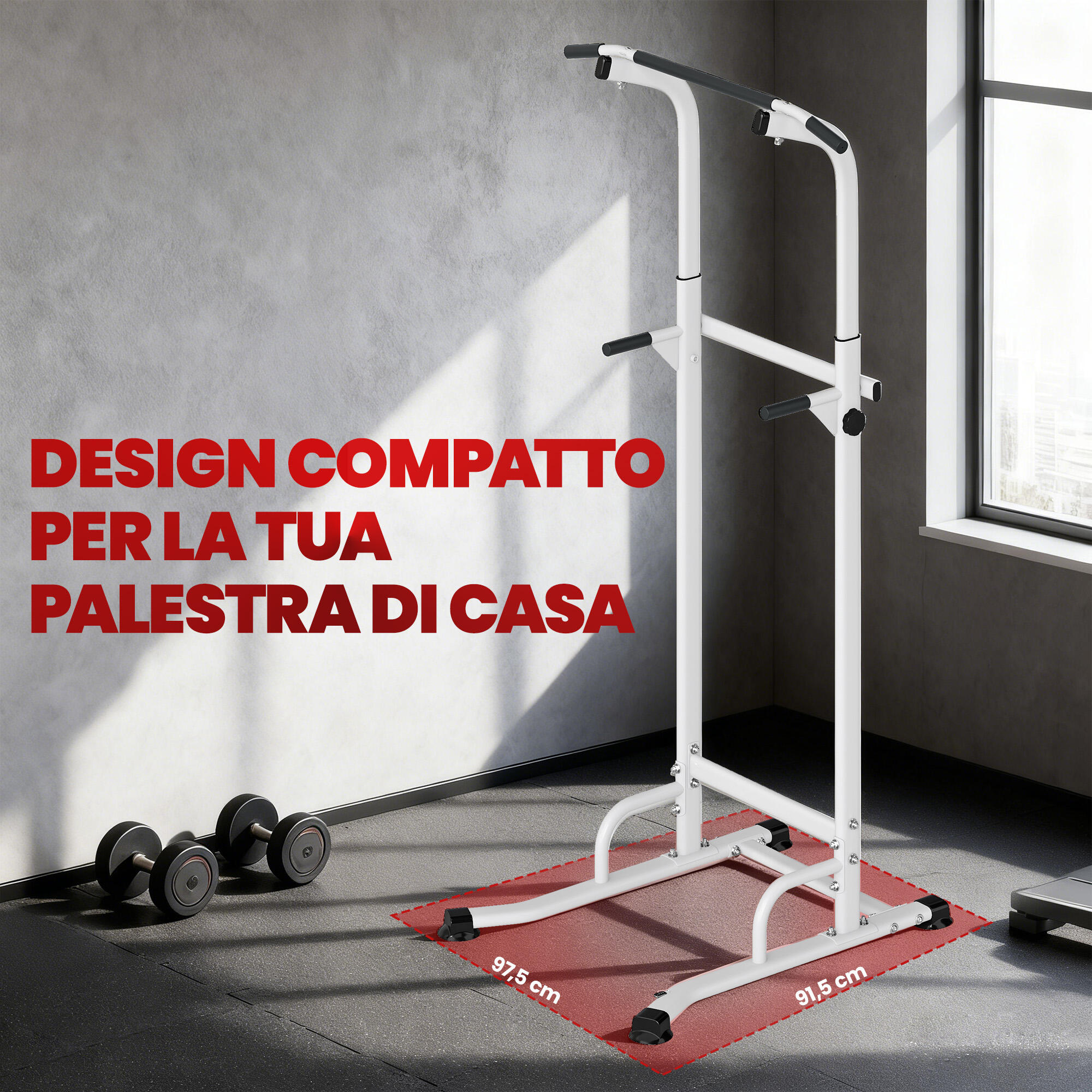 SPORTNOW Power Tower Multifunzione per Dip e Trazioni Altezza Regolabile 7/8