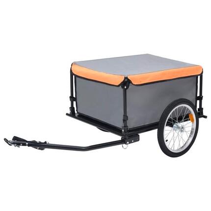 VidaXL Remorque vélo 65 kg gris et orange