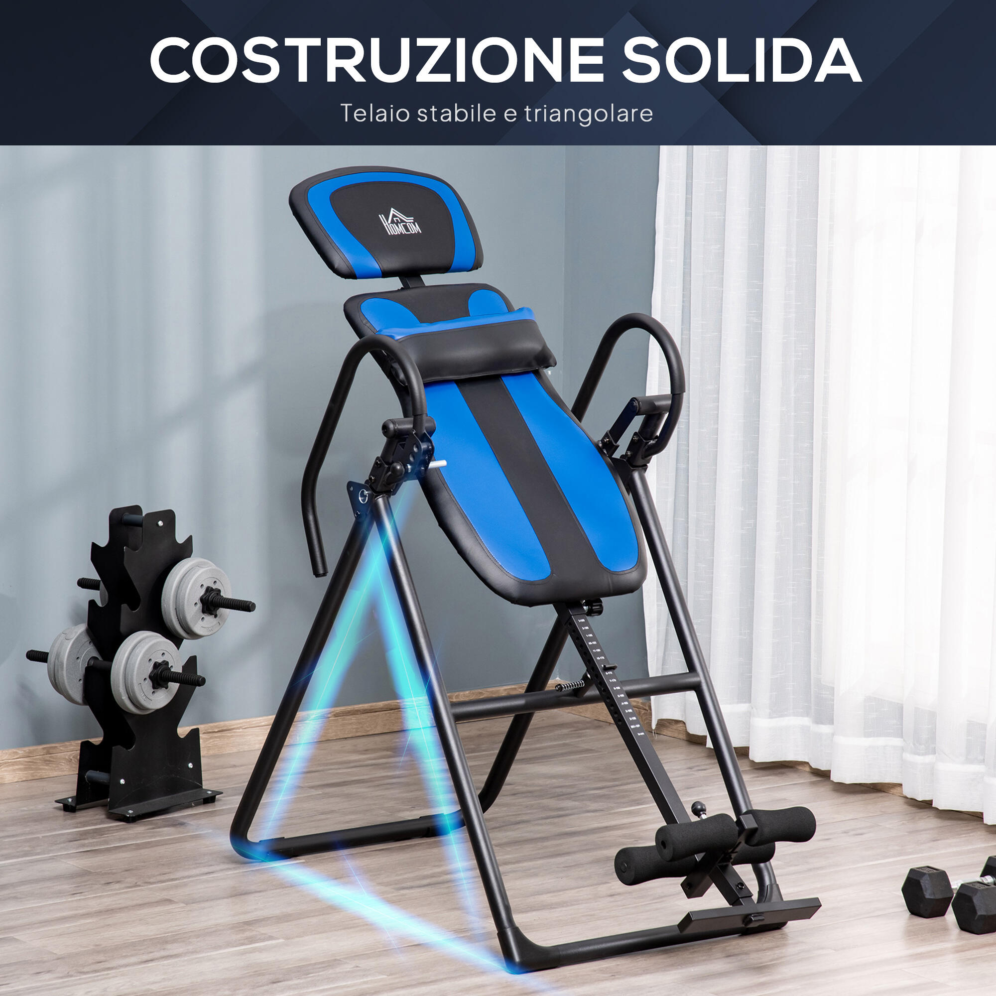 HOMCOM Panca a Inversione Gravitazionale Pieghevole Regolabile da 140-203cm Nero 6/8