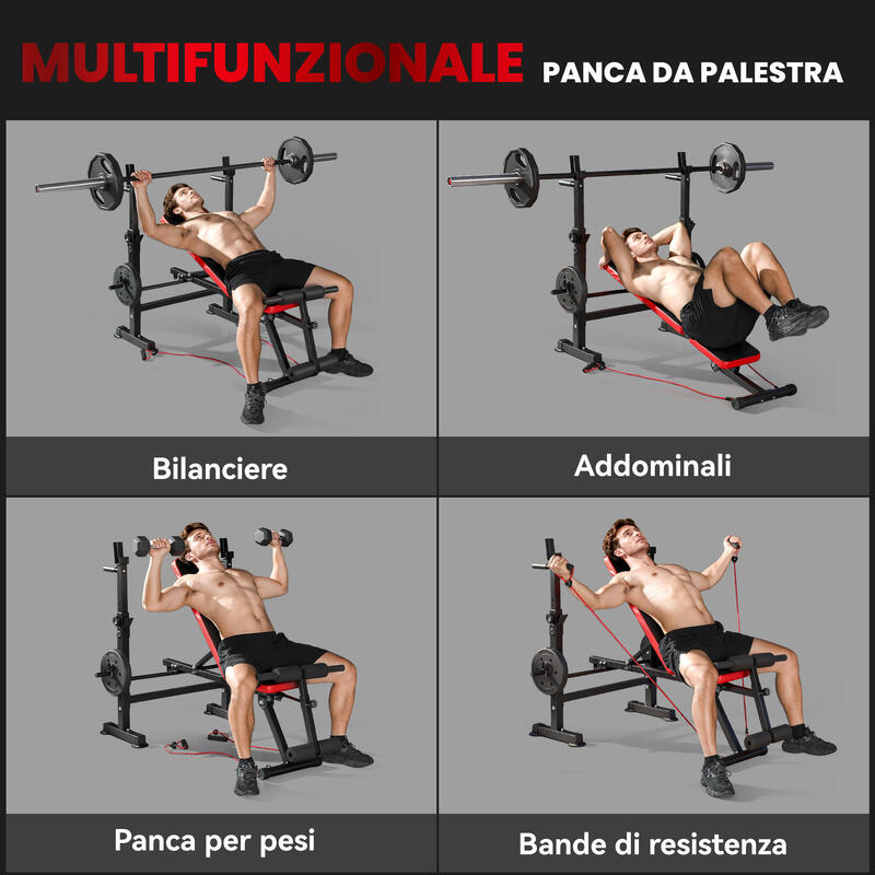 Bancă de fitness SPORTNOW cu suport, spătar, sezut reglabil, capacitate 420 kg