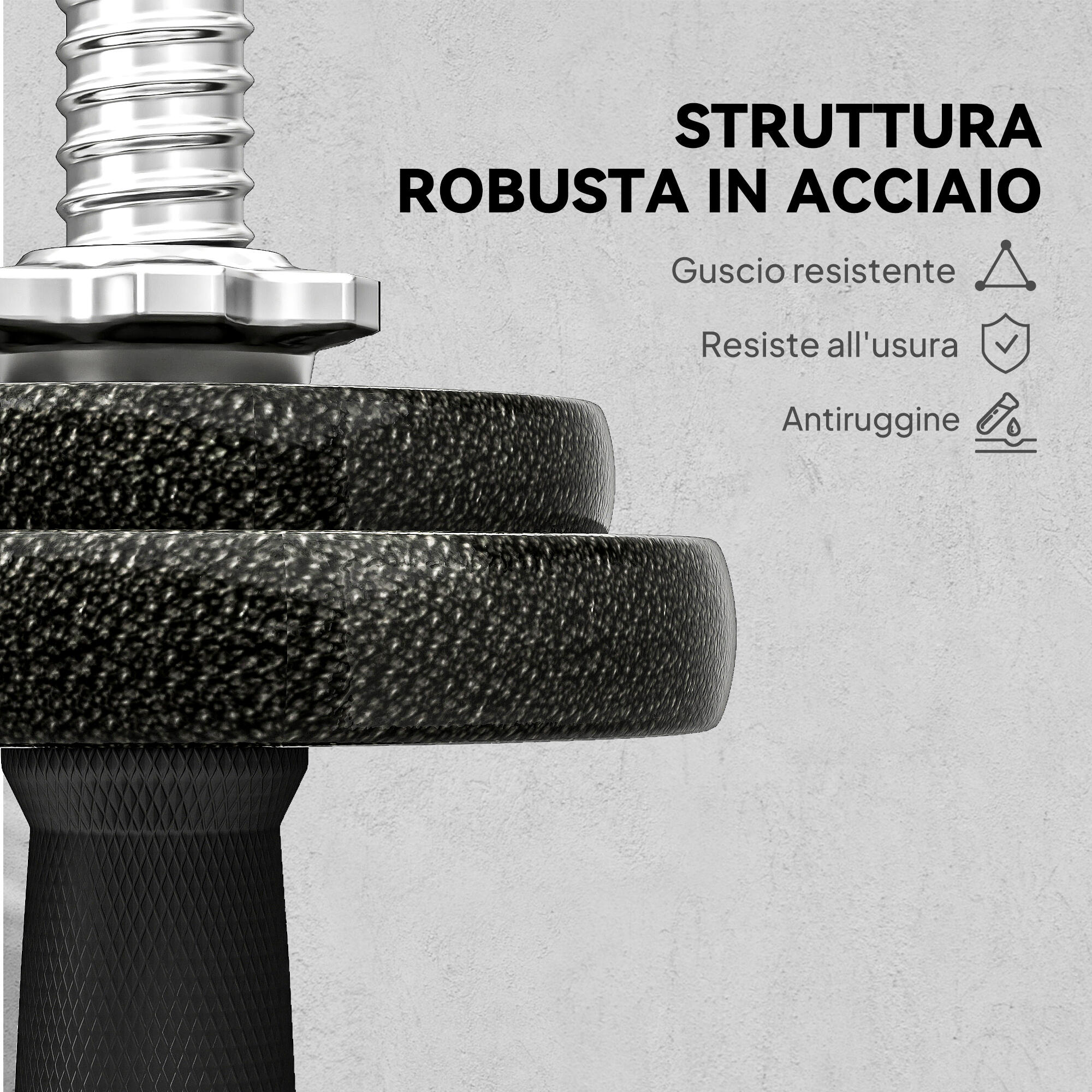 SPORTNOW Set Pesi e Bilanciere da 20kg Impugnature Antiscivolo 8 Dischi Pesi 6/7