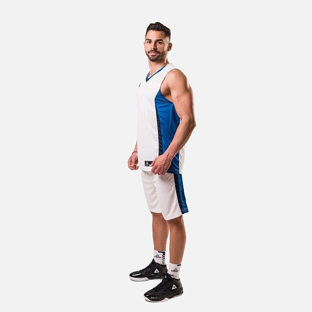 Set maiou/short baschet PEAK Floater Alb/Albastru/Navy