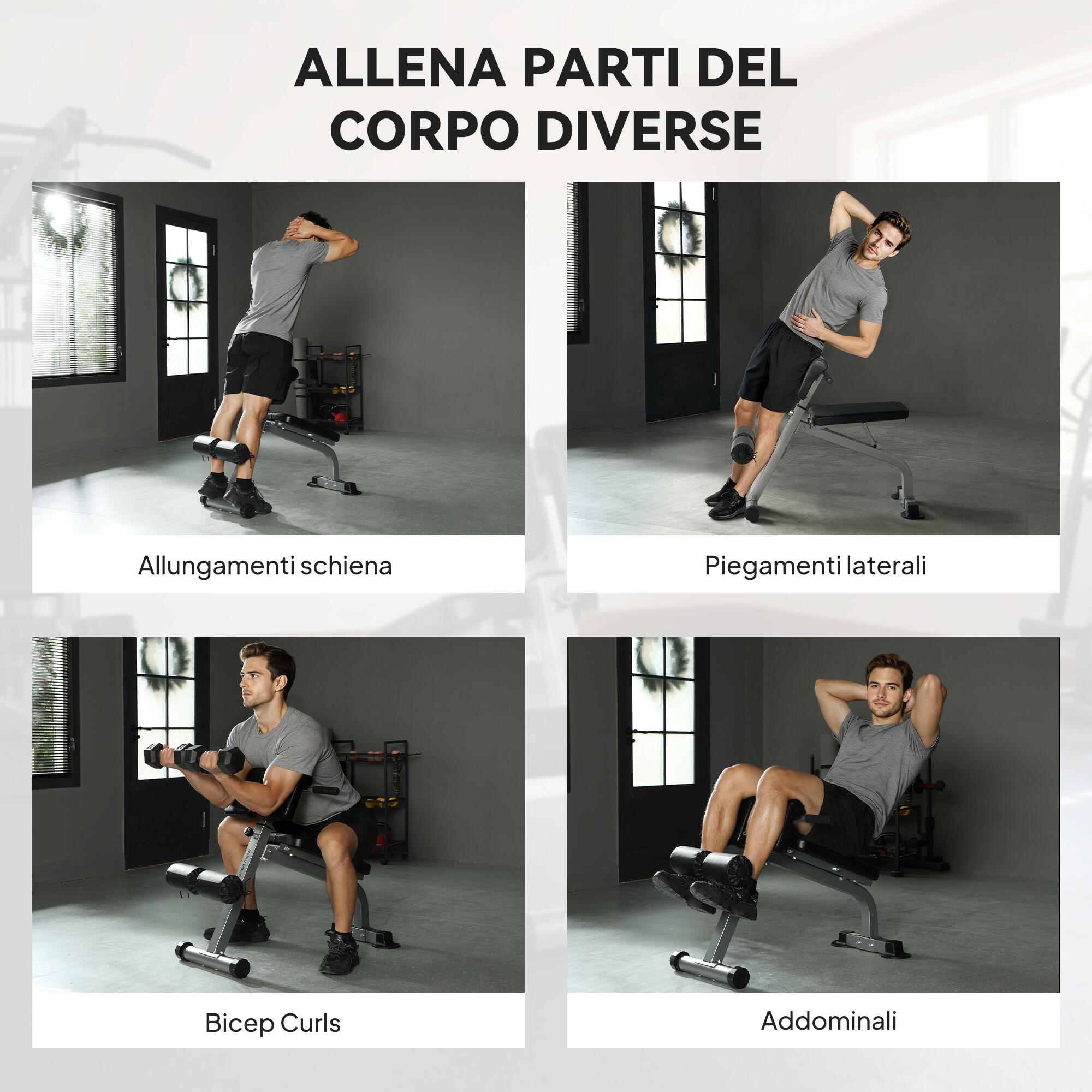 SPORTNOW Panca Romana Regolabile e Pieghevole con Capacità 150 kg Argento 4/8