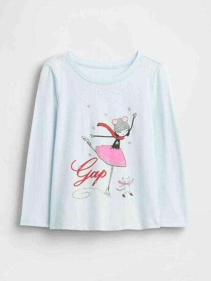 T-shirt bébé fille Gap manches longues bleu