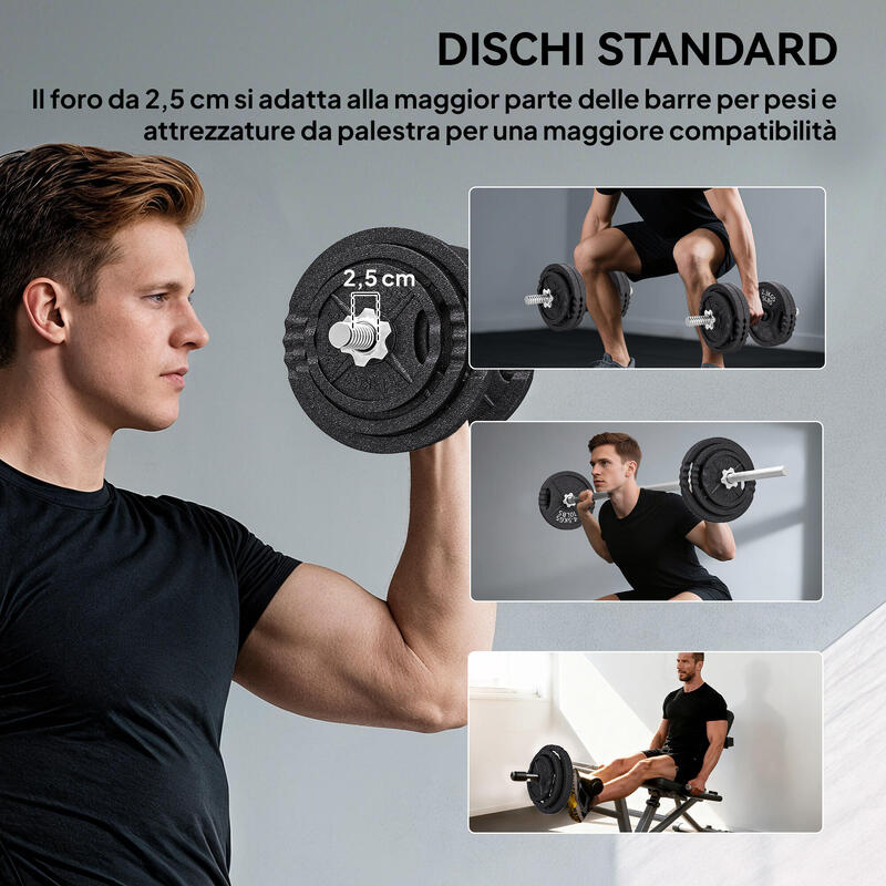 Greutăți de sală SPORTNOW 42 kg cu 14 discuri, haltere și gantere negre
