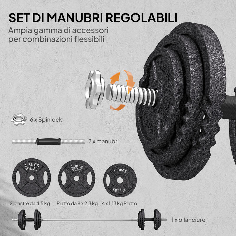Greutăți de sală SPORTNOW 42 kg cu 14 discuri, haltere și gantere negre