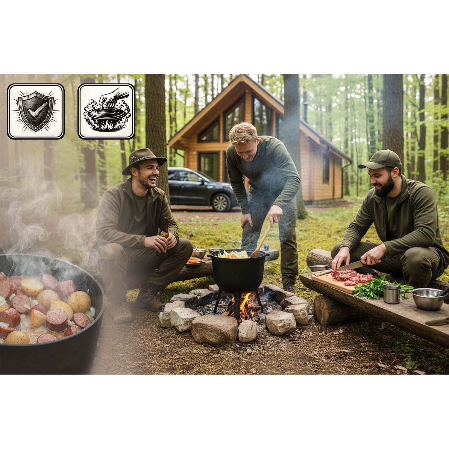 Kociołek żeliwny 8L Berdsen BD-482 garnek myśliwski na ognisko grill + przepisy 5/7