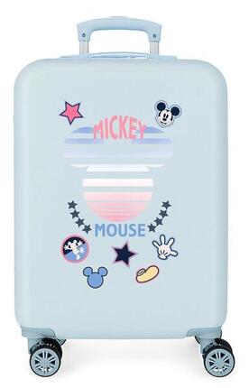 Valise cabine Disney Mickey denim Abs avec une capacité de 34L bleu clair