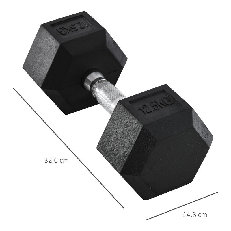 Gantera hexagonală simplă HOMCOM, 12,5 kg, cu prindere antiderapantă, neagră