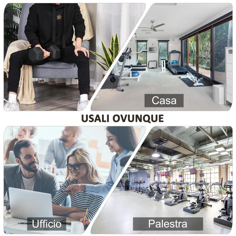 Gantera hexagonală simplă HOMCOM, 12,5 kg, cu prindere antiderapantă, neagră