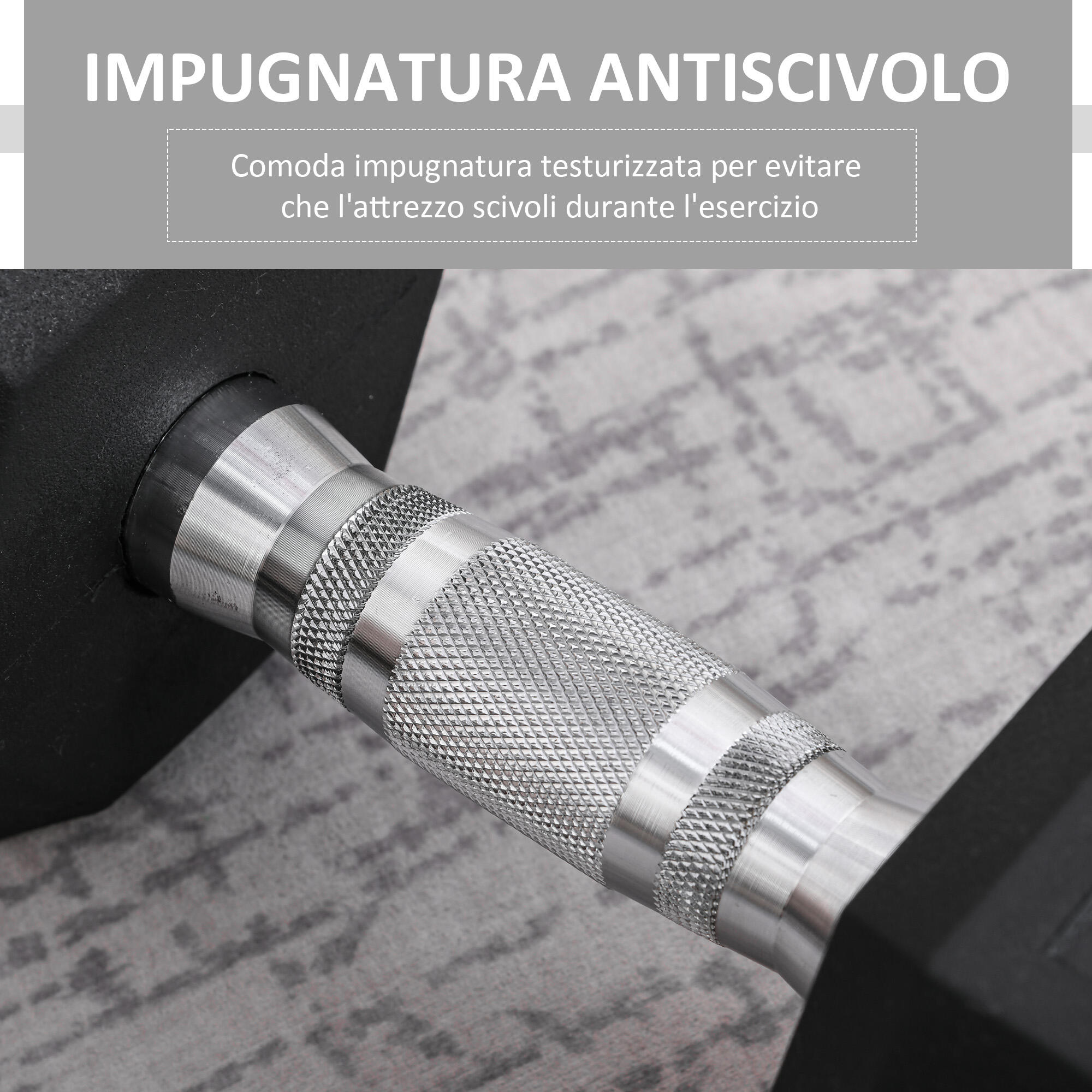 HOMCOM Manubrio da 12.5 kg Esagonale Singolo con Impugnatura Antiscivolo Nero 5/8