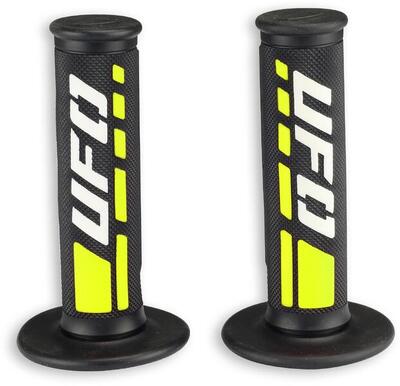 Ufo plast trax rubber handvatten voor fietsstuur, zwart/wit/geel.