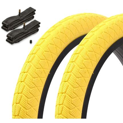 Zestaw opon BMX KENDA 20 cali x 1,95 cala żółty + dętka AV