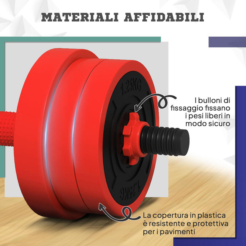 Set de greutăți SPORTNOW 4 în 1, 30 kg, cu kettlebell, gantere și halteră roșie