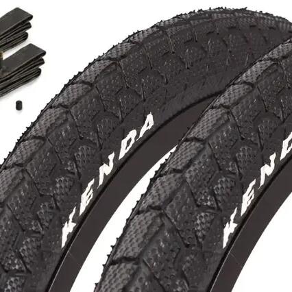 KENDA 20-inch x 1.95-inch black BMX tyre set + front inner tube