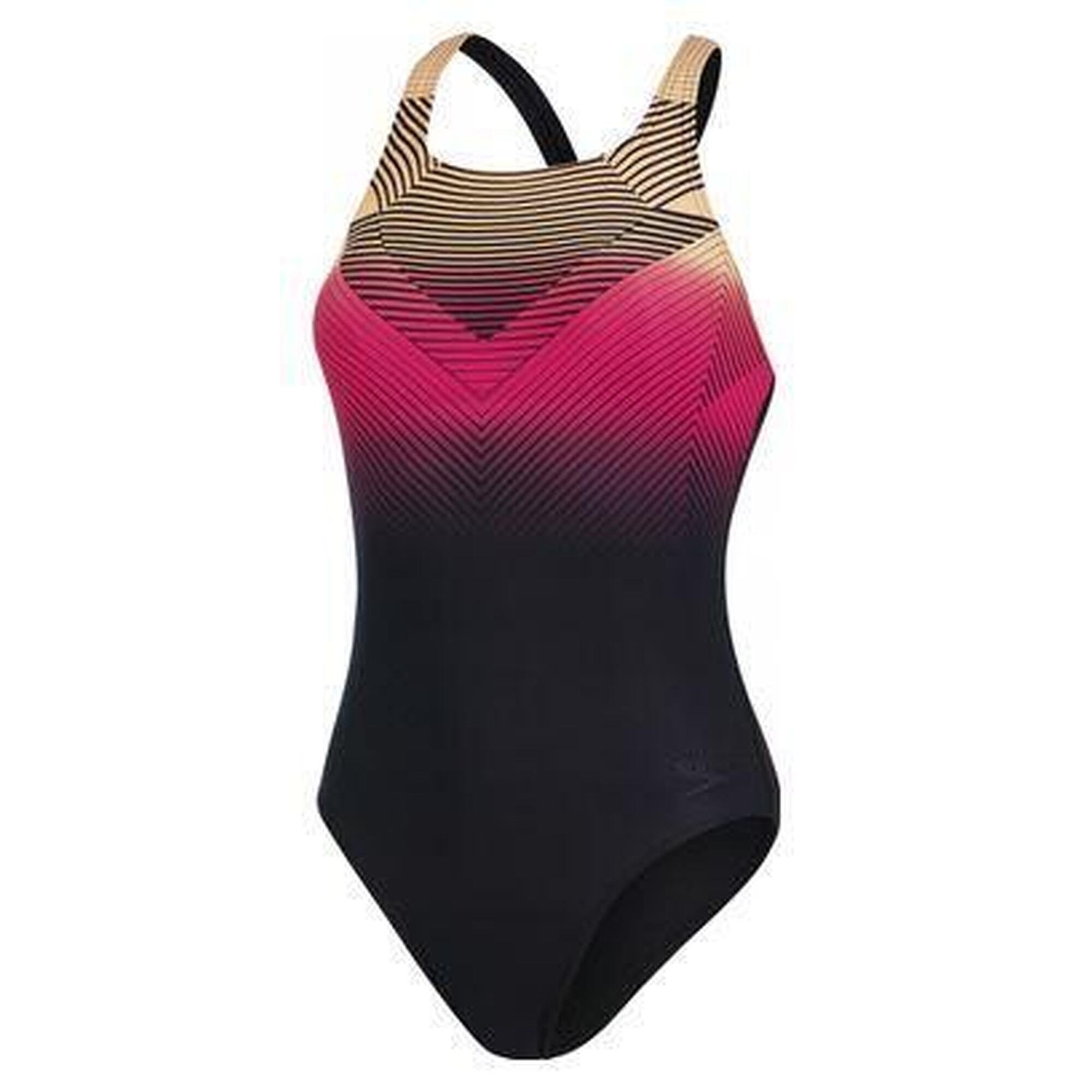 Strój Kąpielowy Speedo Digital Medalist – Czarny/Papaja/Magenta – Rozmiar 30