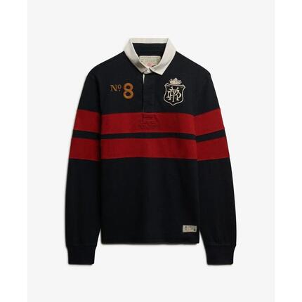 Polo manches longues double emblème à rayures Superdry Rugby