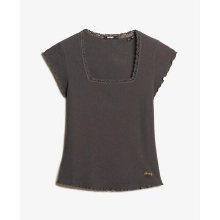 T-Shirt Blanc Femme Superdry Essential Square