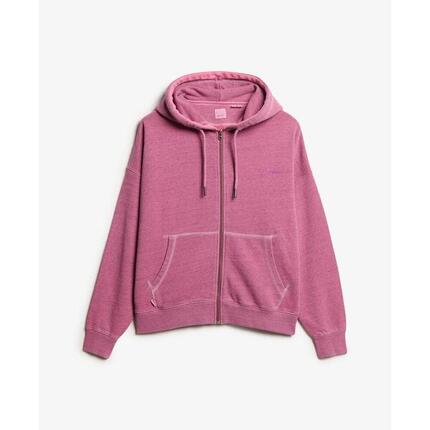 Überfärbter Damen Kapuzenpullover mit Reißverschluss Superdry Logo Essential