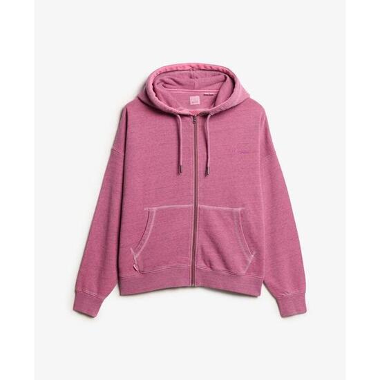 Überfärbter Damen Kapuzenpullover mit Reißverschluss Superdry Logo Essential