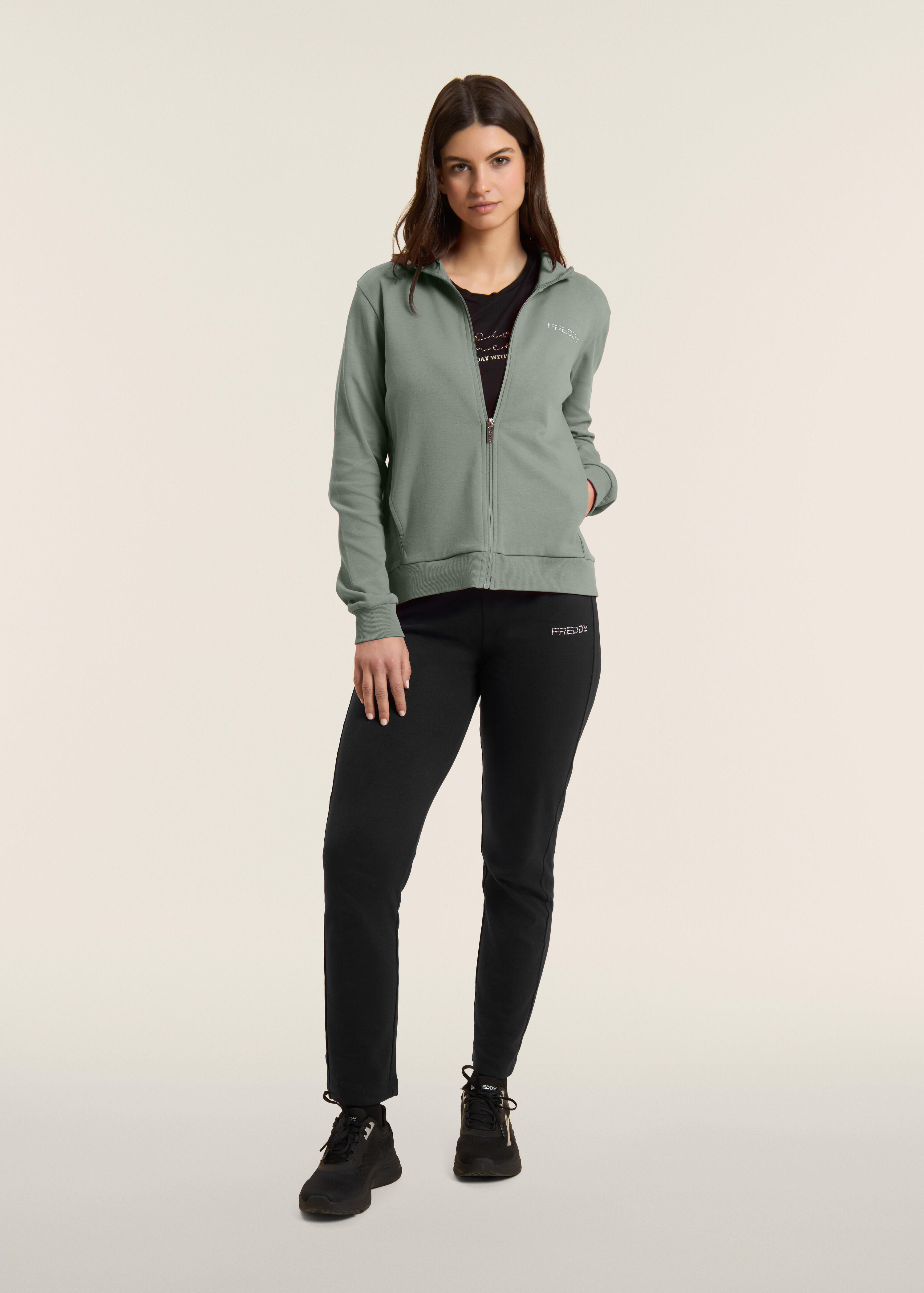 Jumpsuit met ritssluiting en hoge kraag, logo met parels 2/5