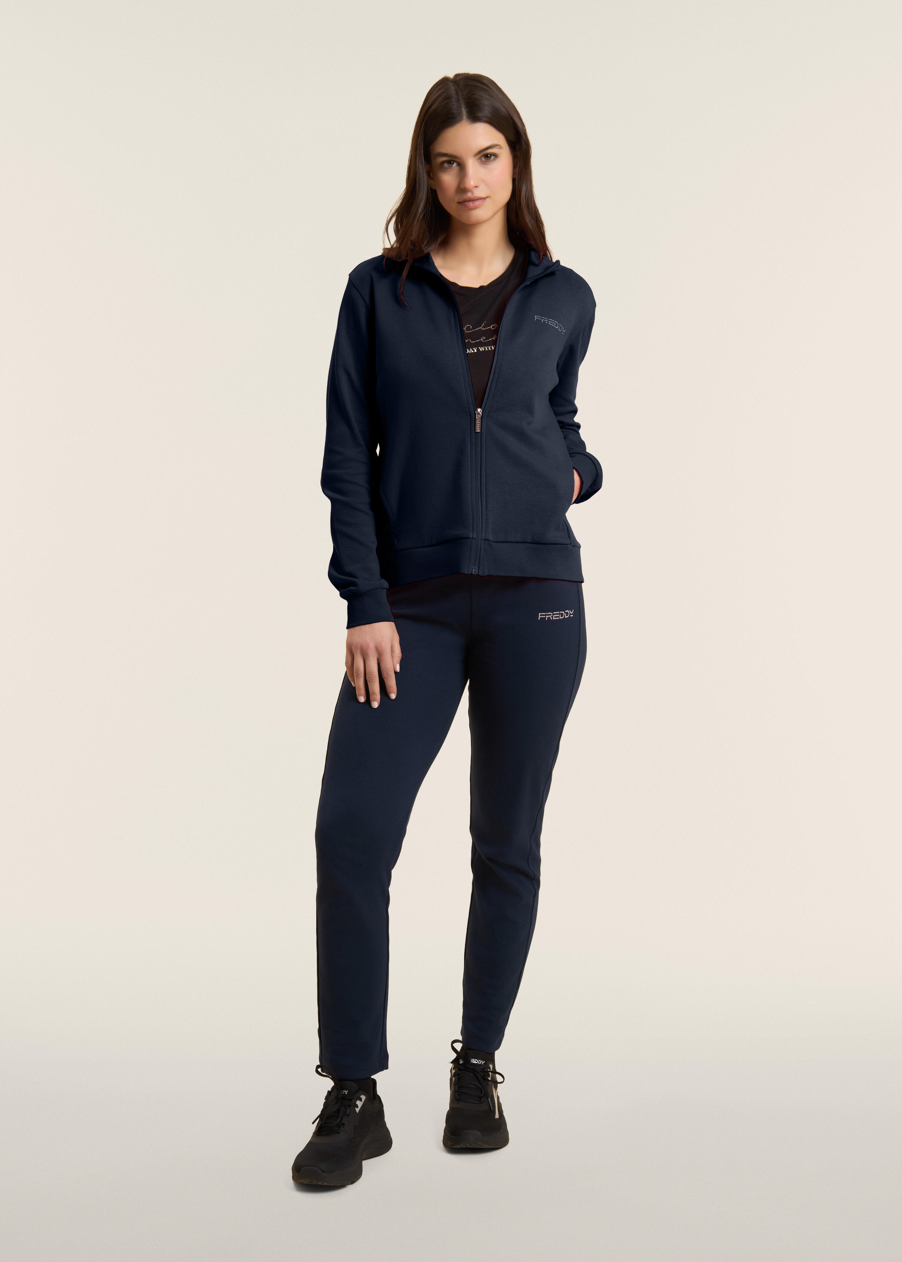 Jumpsuit met ritssluiting en hoge kraag, logo met parels 2/5