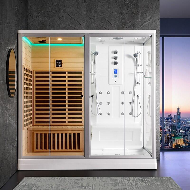 Combi Sauna Infrarouge Douche Hammam Boreal® IR-H-220G - gauche 6/7