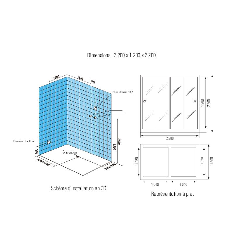 Combi Sauna Infrarouge Douche Hammam Boreal® IR-H-220G - gauche 5/7