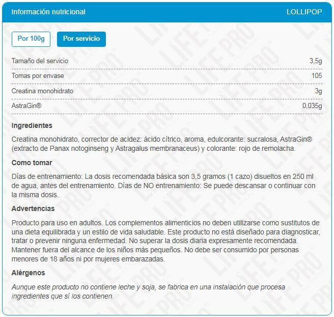 Creatina Balance 200 Mesh - 370g Lollipop LifePRO 2/3