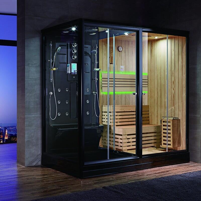 Combi Sauna Douche Hammam Boreal® SH220-D Black Edition - droite 2/7