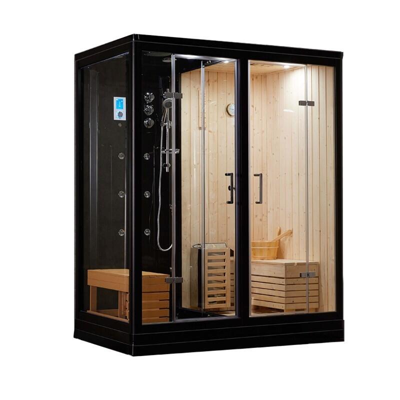 Combi Sauna Douche Hammam Boreal® SH180-D Black droite 1/7