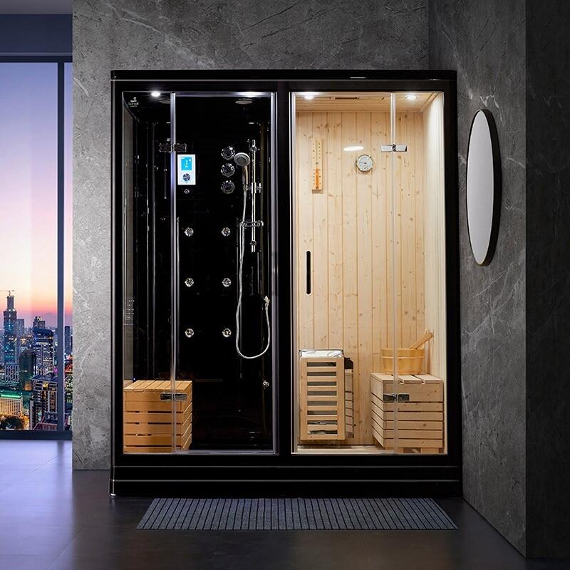Combi Sauna Douche Hammam Boreal® SH180-D Black droite 2/7