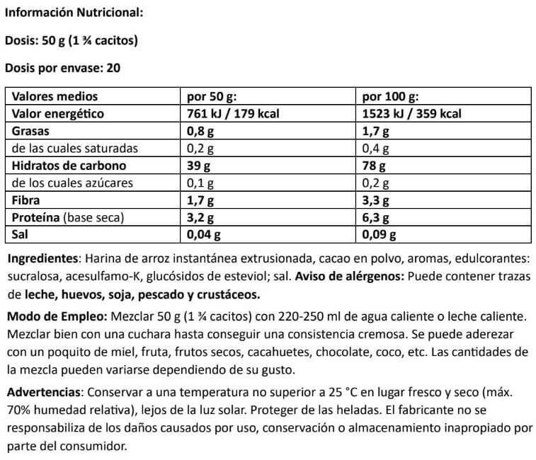 Cream of Rice (Crema de Arroz) - 1Kg Chocolate y coco Amix Nutrition 3/4