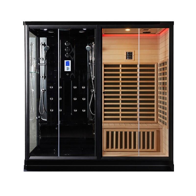 Combi Sauna Infrarouge Douche Hammam Boreal® IR-H-220G BLACK - gauche 1/7