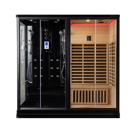 Combi Sauna Infrarouge Douche Hammam Boreal® IR-H-220G BLACK - gauche