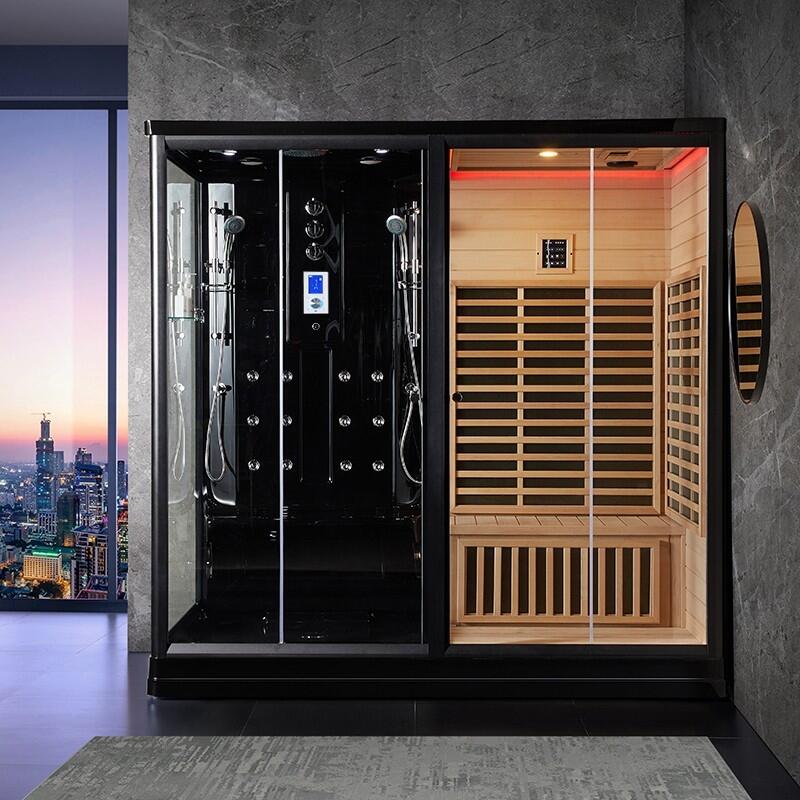 Combi Sauna Infrarouge Douche Hammam Boreal® IR-H-220G BLACK - gauche 6/7
