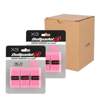 Box 12 pcs - blister (3 pcs) overgrip bullpadel pink
