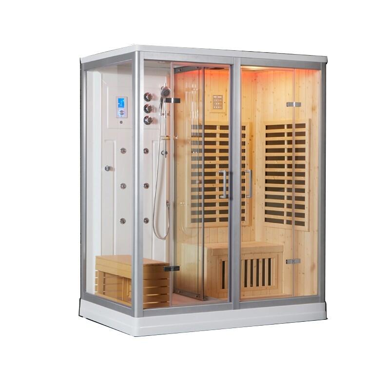 Combi Sauna Infrarouge Douche Hammam Boreal® IRH-180D - Droite 1/7