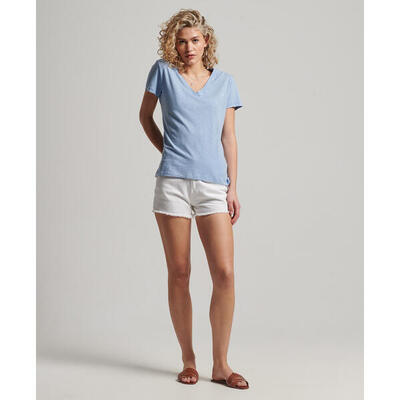V-hals geborduurd t-shirt dames superdry slub