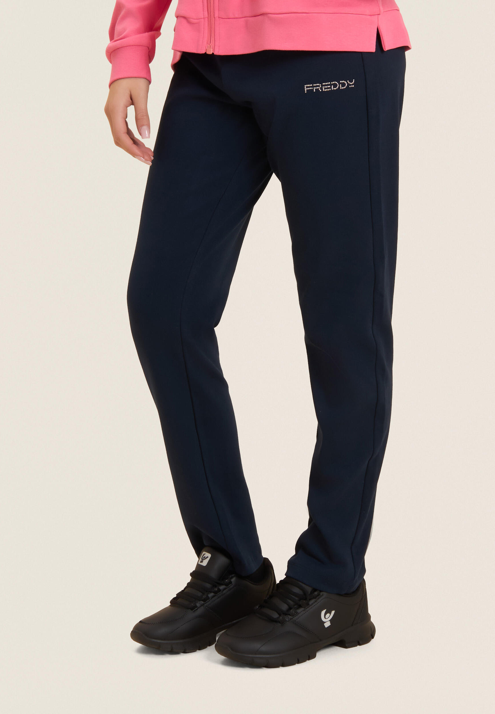 Jumpsuit met ritssluiting en hoge kraag, logo met parels op de mouw 5/5